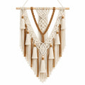 Makramee Wandbehang 50 x 85 cm aus Baumwolle und Holz in Creme/Braun Boho Dekoration