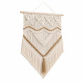 Makramee Wandteppich 50 x 90 cm aus Baumwollkordel in Creme Beige für Wohnräume im Boho-Stil