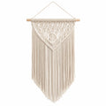 Makramee Wandteppich 50 x 90 cm Baumwollkordel Creme Boho mit Fransen