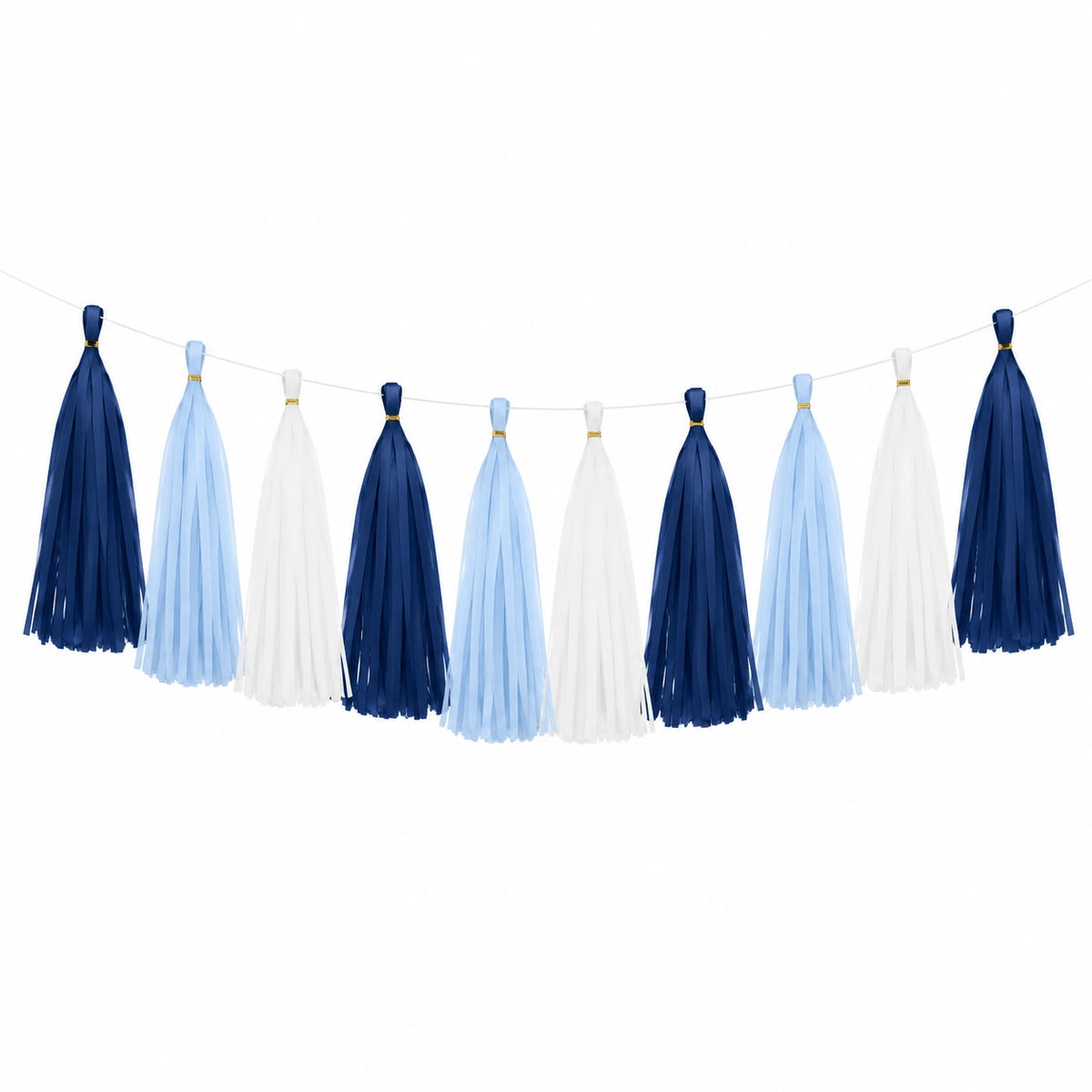 Quastengirlande 300 cm Papier Blau Hellblau Weiß Partydekoration