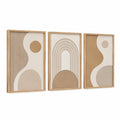 3er Set Wandbilder 40 x 60 cm Holz Beige geometrisches Relief für Wohnräume