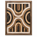 Wanddekoration 60 x 80 cm aus Holz in Braun Schwarz Natur geometrisches Relief