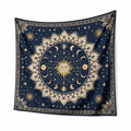 Wandteppich 150 x 150 cm Polyester Dunkelblau Gold Sonnen Mond Sterne Motiv